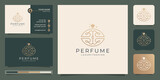 luxury design for perfume logo template. linear concept style with gold color and business card.