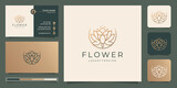 geometry Feminine beauty flower logo. luxury design, concept, salon & spa line art shape logo abstract gold rose.