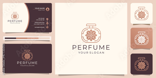 Luxury design for perfume logo template. logo for salon, beauty, skin care, with business card.