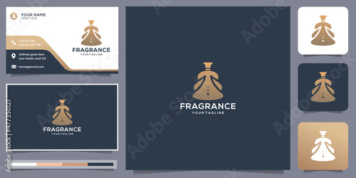luxury elegant perfume logo template,abstract perfume bottles symbol golden color design inspiration