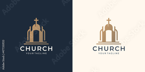 symbol church christian logo template design inspiration. Premium Vector