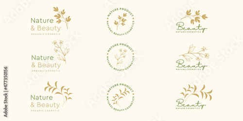 beauty & nature logo design inspiration . logo for skin care, cosmetic, fashion, retro, vintage.