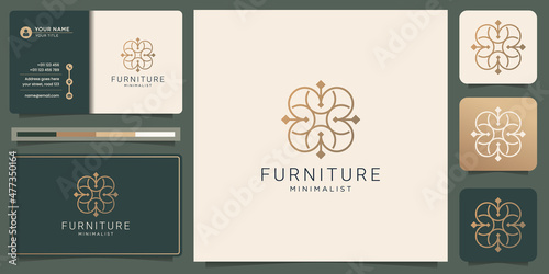 minimalist furniture logo template.creative of simple shape linear style interior design inspiration