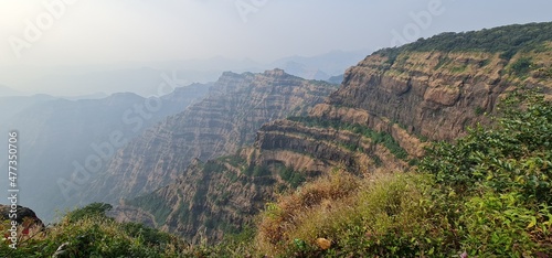 Mesmerizing view of the Mahabaleshwar Range of western ghats from Marjorie Point, Mahabaleshwar, Mumbai, India photo
