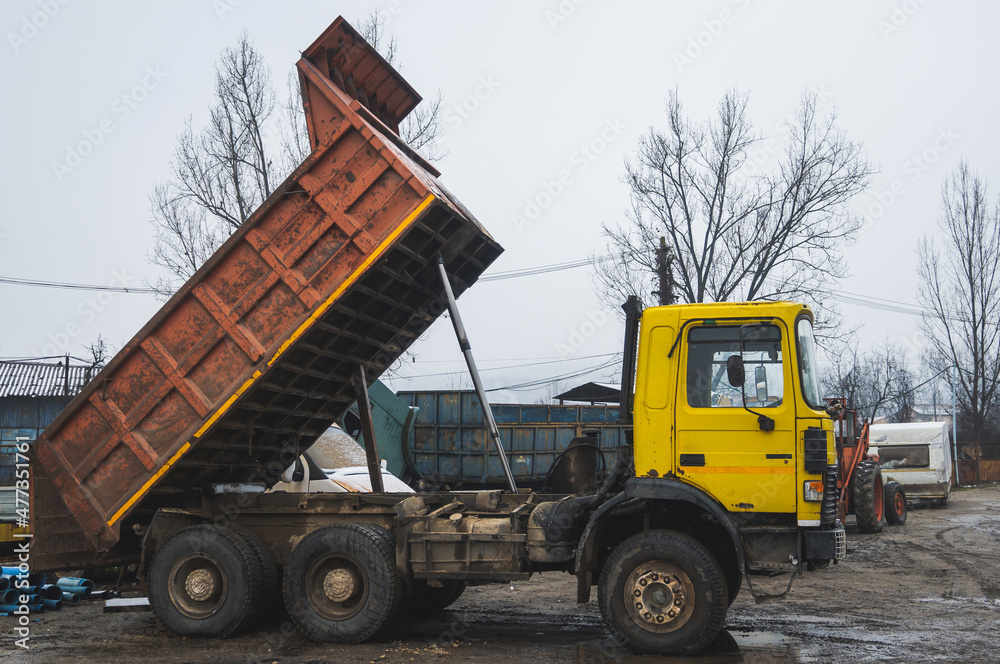 Dump truck - Decommissioned industrial vehicle.
