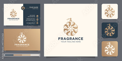 creative perfume logo template with business card design inspiration.