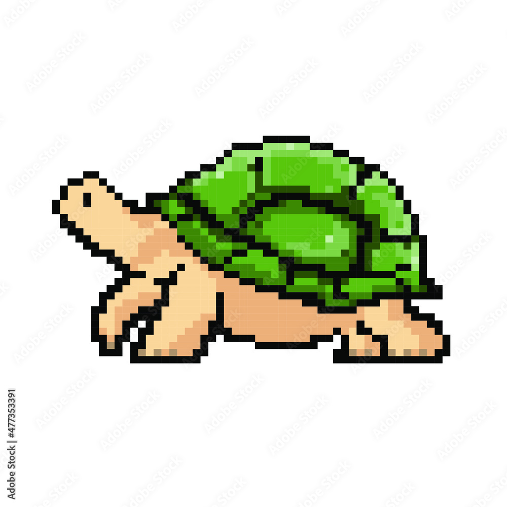 Obraz premium Vector pixel art animal turtle isolated cartoon