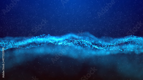 Abstract background with particles waves © Oksana