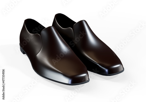 shoes as a concept of luxury expensive high-quality shoes. 3d rendering illustration of a pair of fashionable mens shoes isolated on white background. photo
