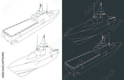 Modern stealth corvette drawings