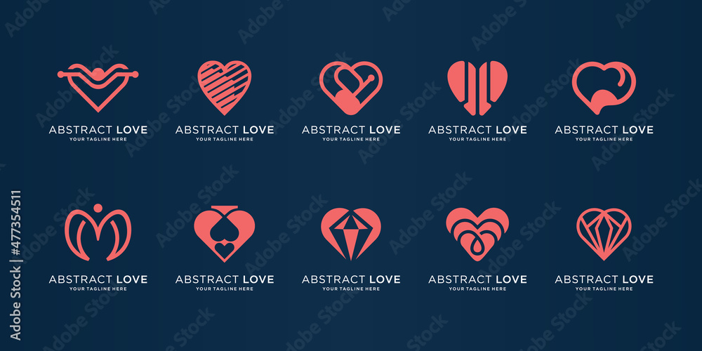 icon hearth love logo design template. Valentine day love. Cardiology Medical creative of heart symbol collection for business of luxury.