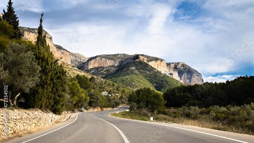 Grey concrete mountain road, highway in mountains, Montgo, travel to Denia, Spain