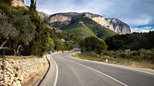 Grey concrete mountain road, highway in mountains, Montgo, travel to Denia, Spain