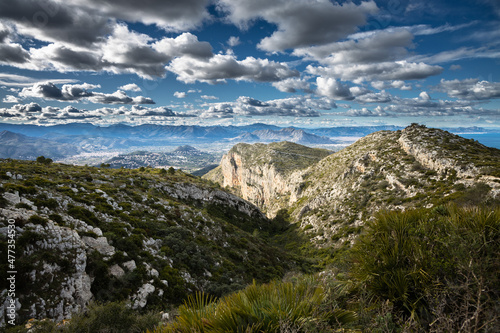 Landscape view of the mountains and clouds  beautiful nature of Montgo mountain  Spain