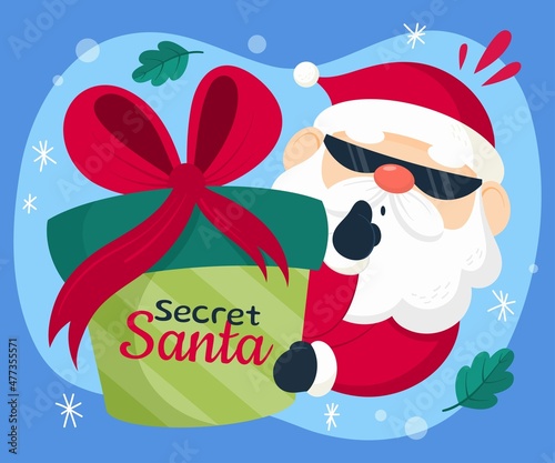 hand drawn flat secret santa abstract design vector illustration