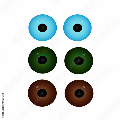 Realistic pupil or iris of different eye colors.  set of realistic vector illustration isolated on a white background