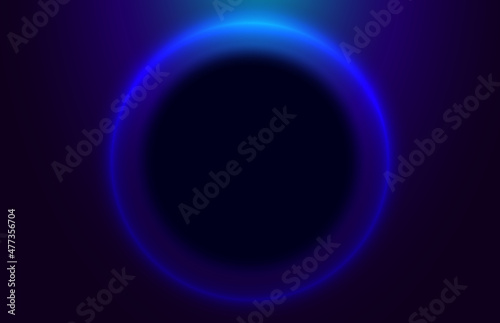 Eclipse. Glowing circle on a dark blue background