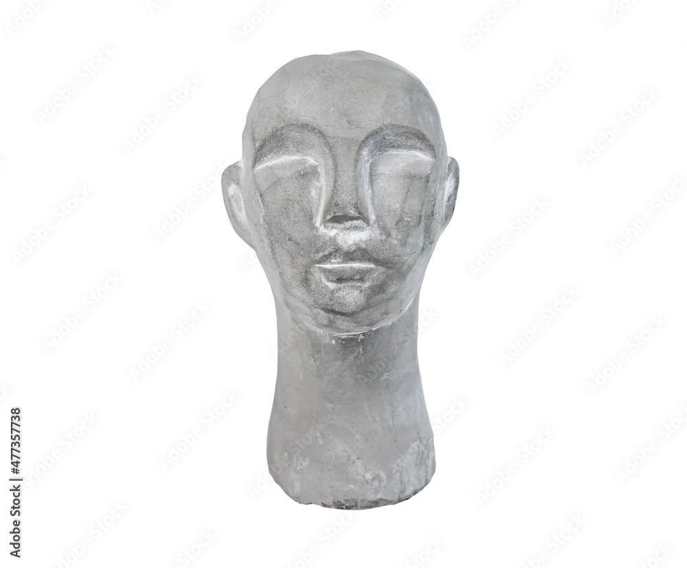 Stone statue of face isolated on white background. Head, bust from gypsum. Stone statue of face isolated on white background. Head, bust from gypsum.