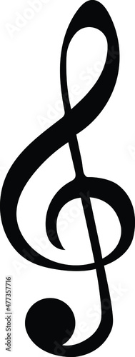 Vector Clef Musical Note, black treble clef, a music note, isolated on white background, vector, Icon Vector Black Clef for creative use in graphic design