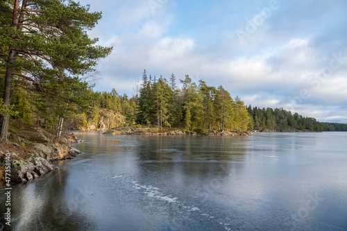 View of The Lake Simijarvi and it's shore in winter, Raseborg, Finland