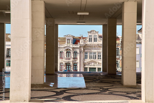 Colorful houses and narrow streets in the fishing village of Costa Nova