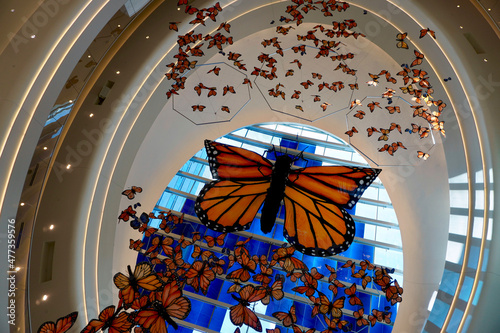 “Kaleidoscope” - a suspended installation at Mall of America by Christopher Lutter-Gardell, 30-foot Monarch butterfly surrounded by more than 300 smaller butterflies. photo