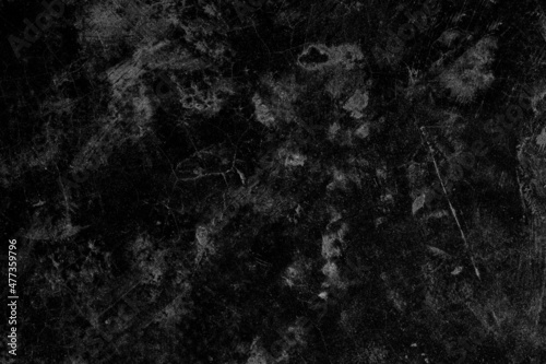 Black concrete wall surface with scratches and cracks for texture background