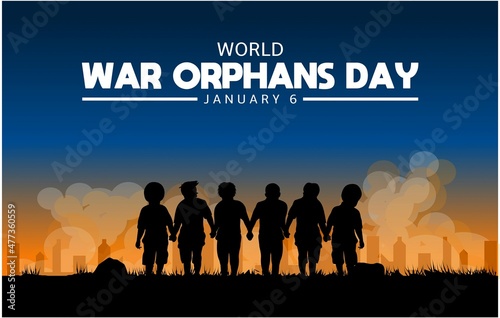 World War orphans day theme template. Vector illustration. Suitable for Poster, Banners, campaign and greeting card. 