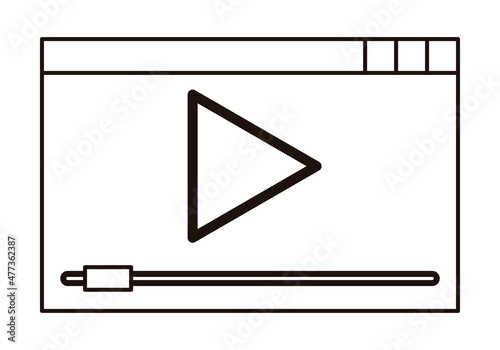 Icono negro de reproductor de vídeo en fondo blanco. photo