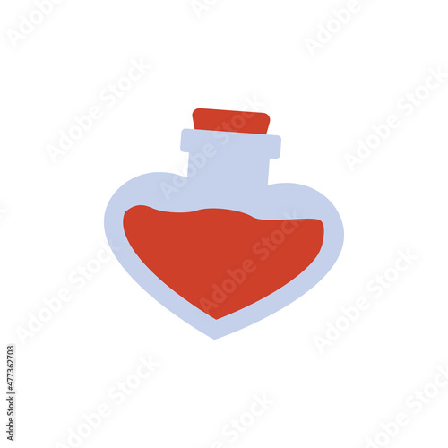 Cute bottle love potion and flask of magic elixir