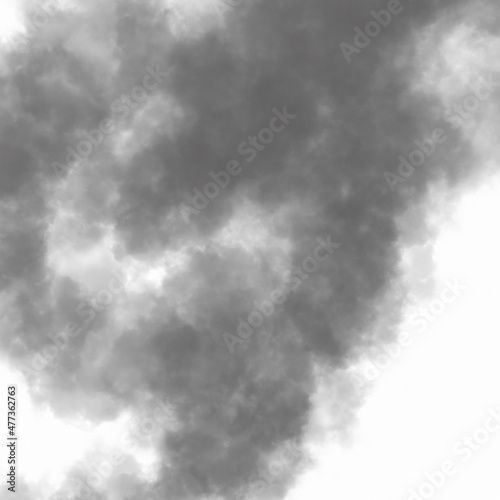 Close-up view of white water vapor with spray from the humidifier. Isolated on black background.