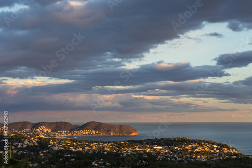 beautiful clouds at sunset on the mediterranean coast scenic sky background