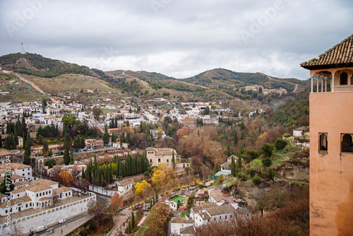 A magnificent panorama view from Alhambra in Granada, Spain
