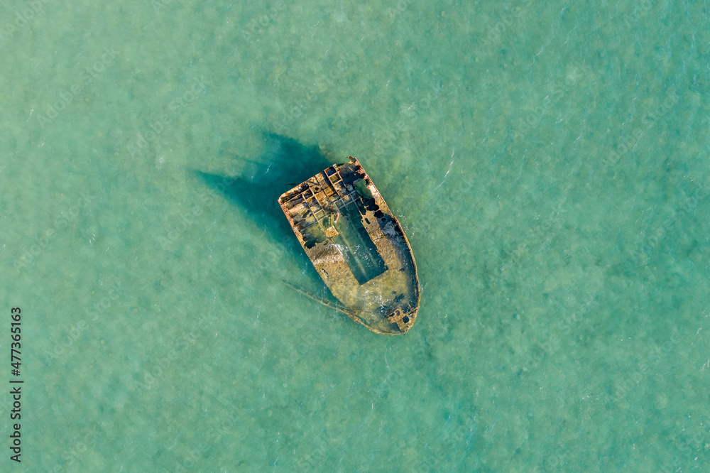 Aerial view of a ship wreck near Port Louis, Mauritius. Aerial view of a ship wreck near Port Louis, Mauritius.