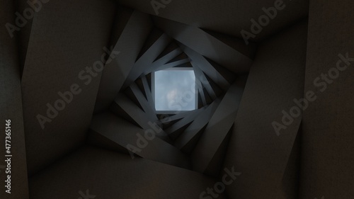 Fototapeta Naklejka Na Ścianę i Meble -  Architecture background geometric pattern of walls in interior 3d rendering