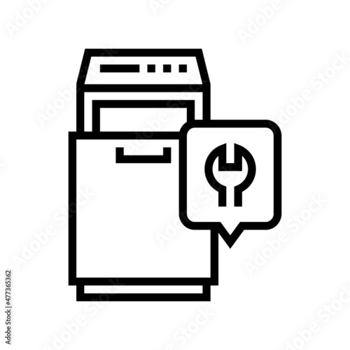 trash compactor repair line icon vector. trash compactor repair sign. isolated contour symbol black illustration