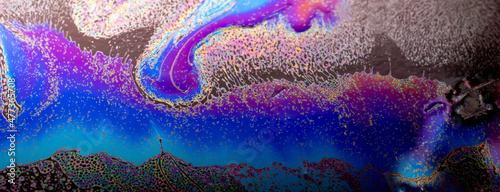 Fotografie, Tablou colored stains of gasoline oil on the water, iridescence