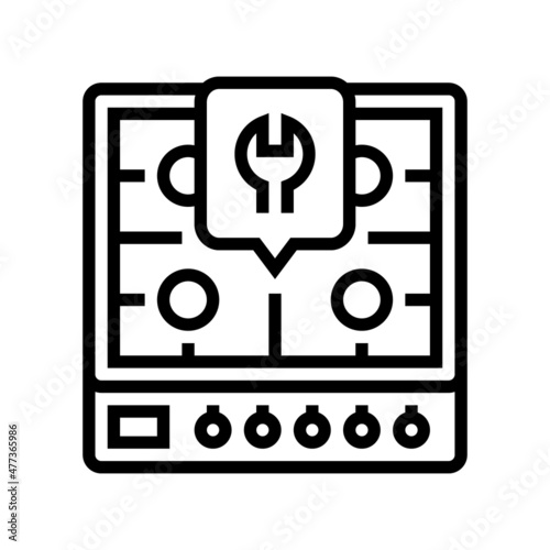gas cooktop repair line icon vector. gas cooktop repair sign. isolated contour symbol black illustration