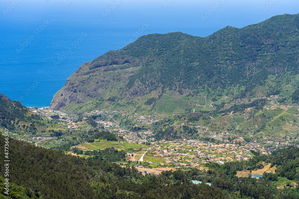 Aerial view on small city Sao Vicente