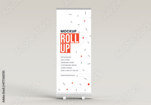 Roll-Up Banner Mockup on White Background – Clean and Professional Stand Display for Events, Promotions, and Business Branding