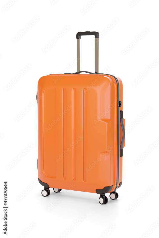 Orange suitcase isolated on white background. 3d illustration. Orange suitcase isolated on white background. 3d illustration.