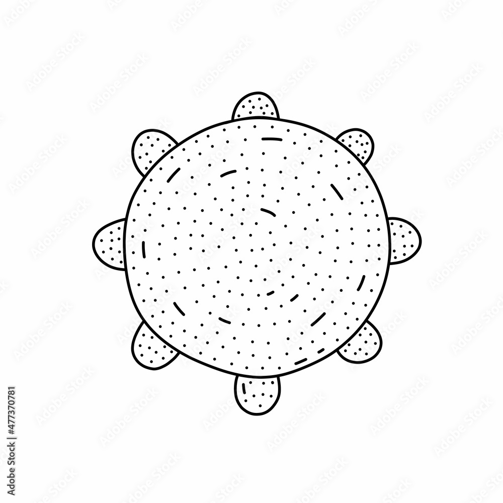 Fototapeta premium Hand drawn tambourine icon in doodle style. Cartoon tambourine vector icon for web design isolated on white background.