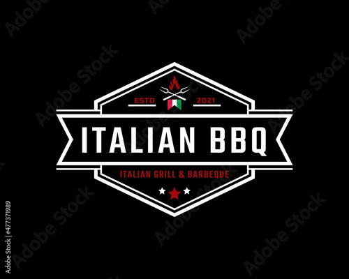 Classic Vintage Retro Label Badge Emblem Italian Grill Barbeque Logo Design Inspiration