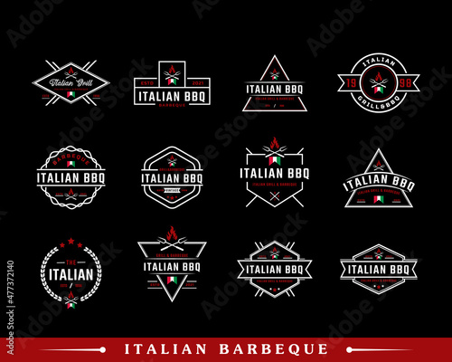 Set of Classic Vintage Retro Label Badge Emblem Italian Grill Barbeque Logo Design Inspiration