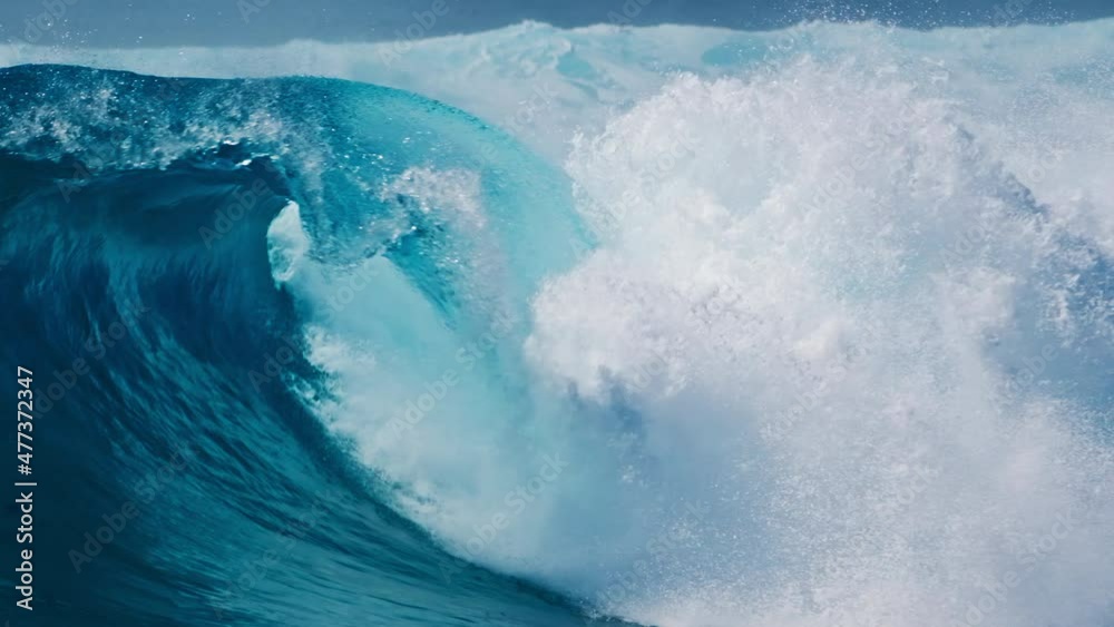 Wave. Powerful ocean wave breaks at the Sultans surf spot in Maldives