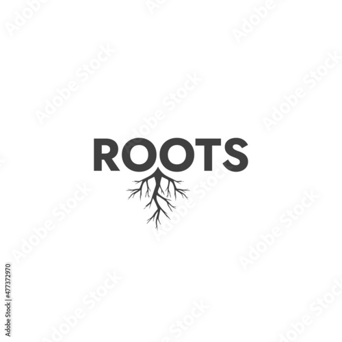 Tree roots letter logo, icon and illustration