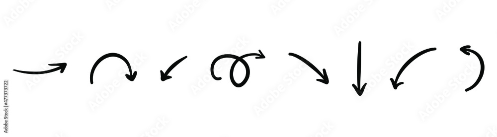Set of hand-drawn arrows isolated on white background. Vector illustration Set of hand-drawn arrows isolated on white background. Vector illustration