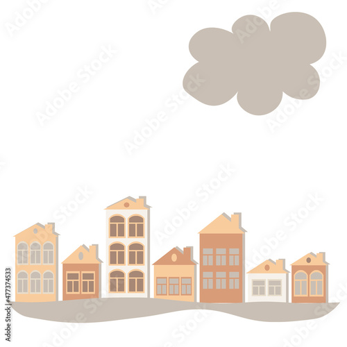 a European town, houses. Design element of books, notebooks, postcards, interior items