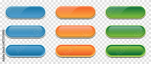 User interface colorful buttons set. Colorful glossy buttons set. Vector illustration