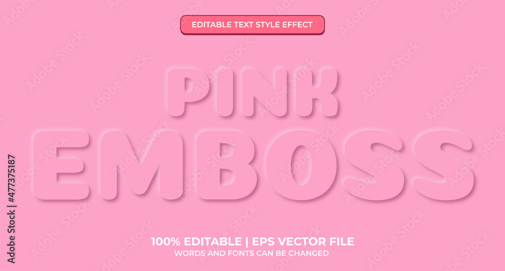 Neomorphic text effect. Neomorphisme emboss 3d simple pink modern editable text effect